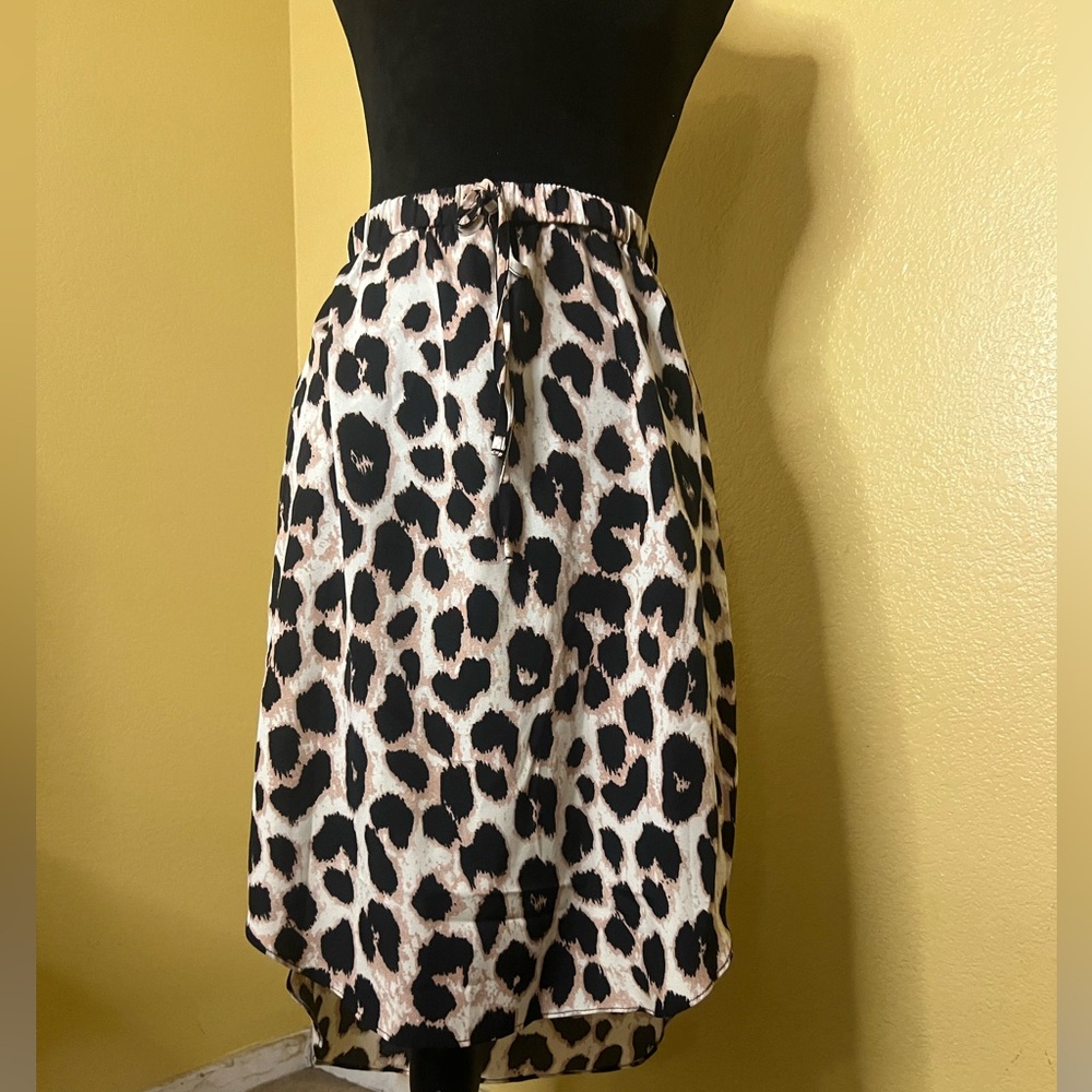 Animal Print Midi Skirt in Black and Beige